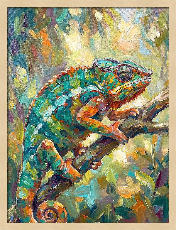 Chameleon Among Leaves