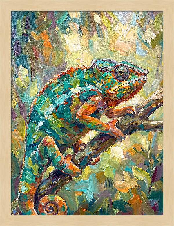 Chameleon Among Leaves