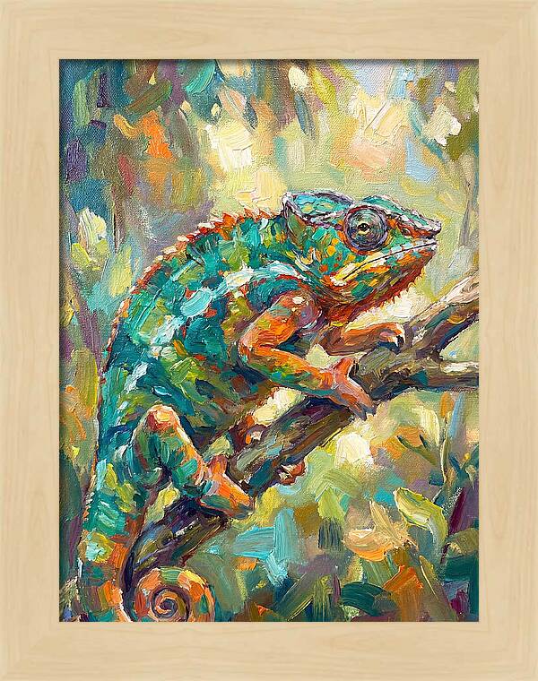 Chameleon Among Leaves