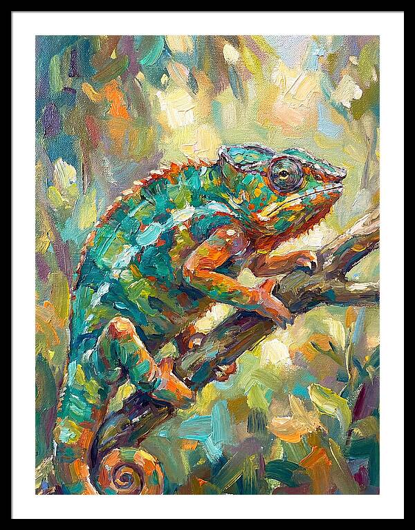 Chameleon Among Leaves