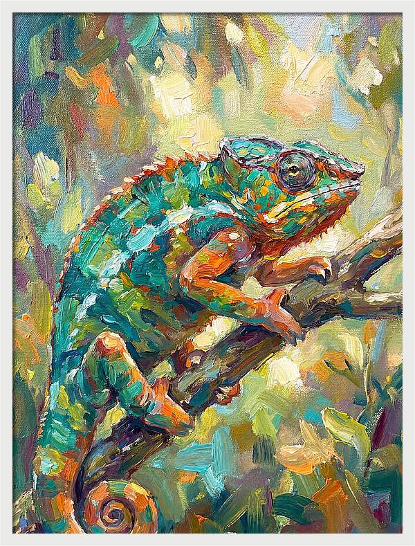 Chameleon Among Leaves