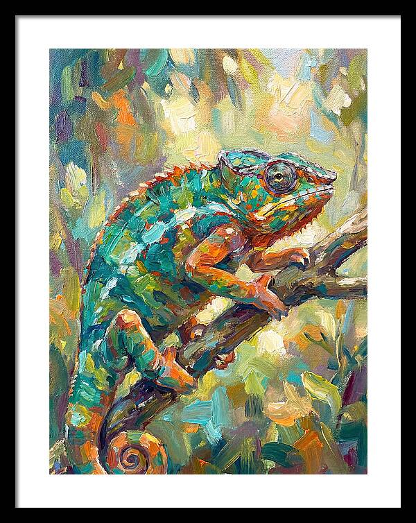 Chameleon Among Leaves