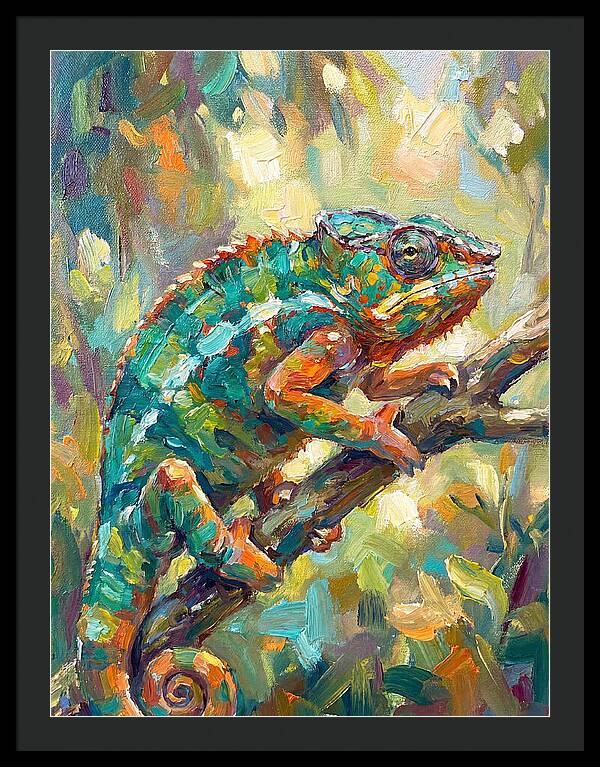 Chameleon Among Leaves