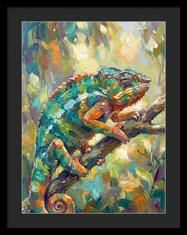 Chameleon Among Leaves