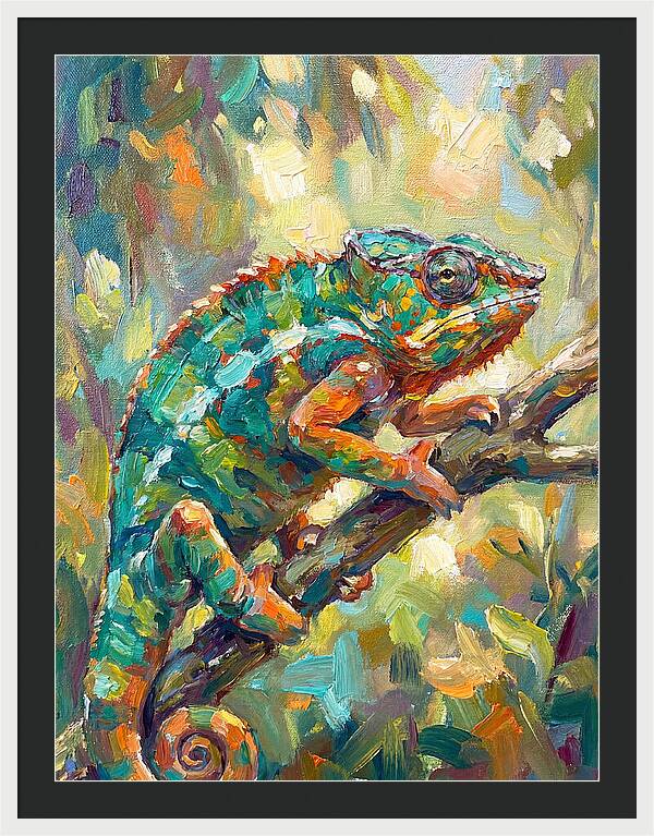 Chameleon Among Leaves