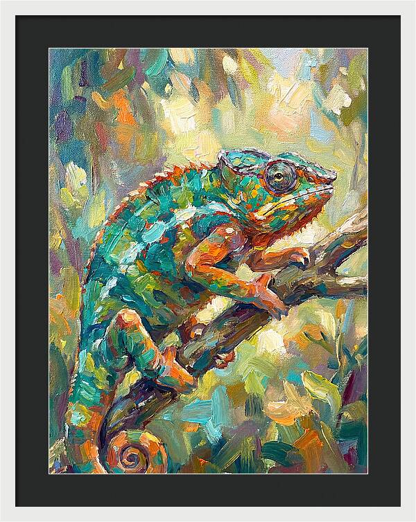 Chameleon Among Leaves