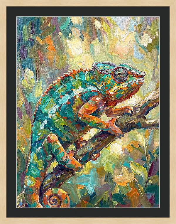 Chameleon Among Leaves