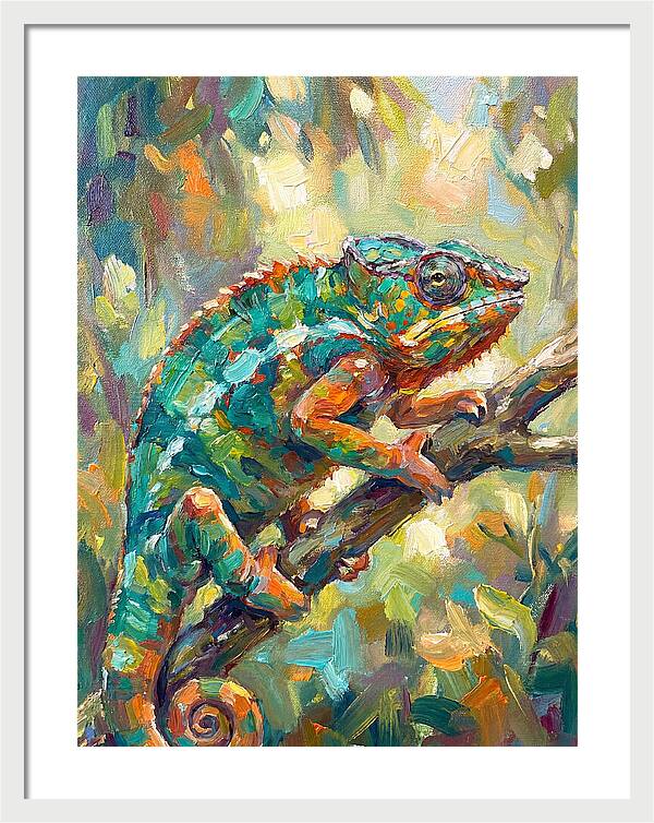 Chameleon Among Leaves