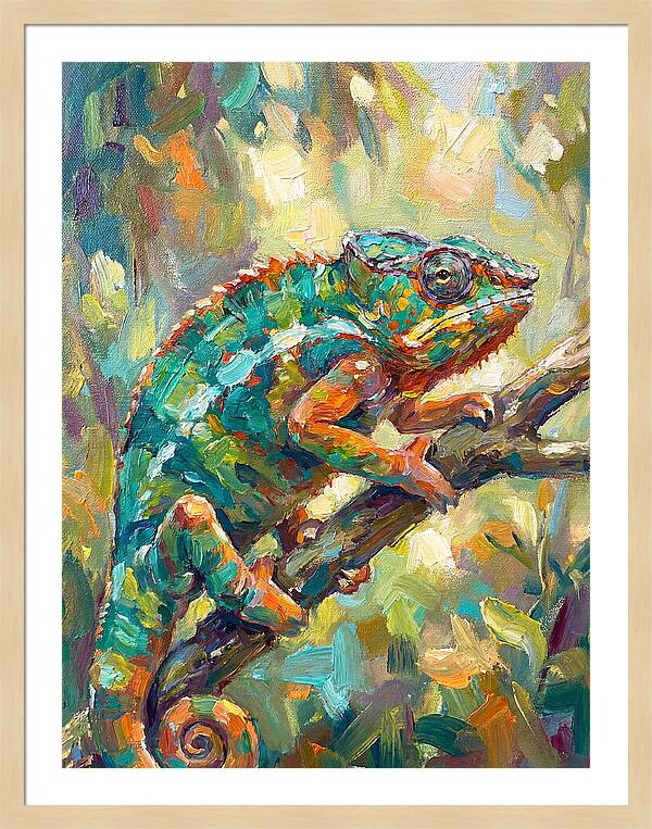 Chameleon Among Leaves