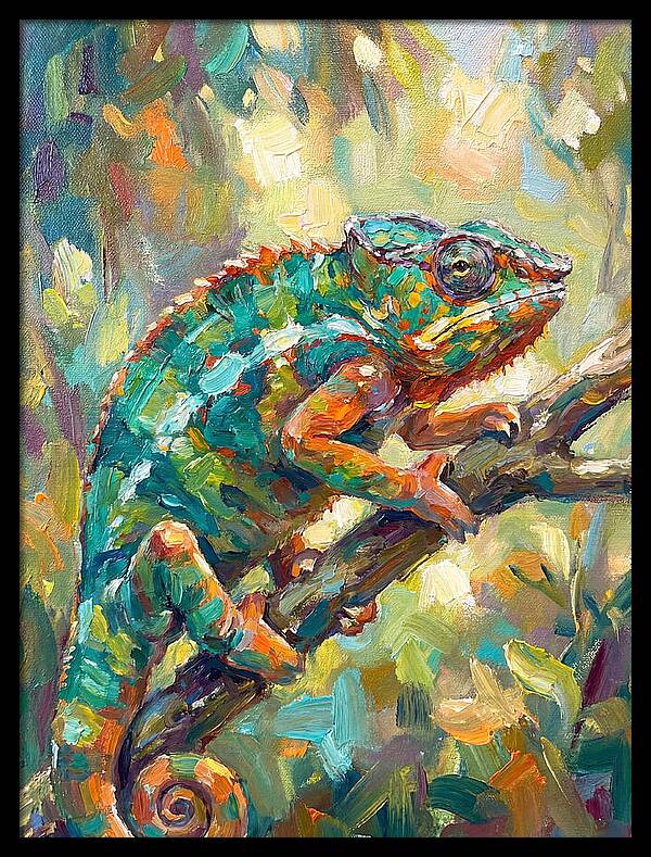 Chameleon Among Leaves
