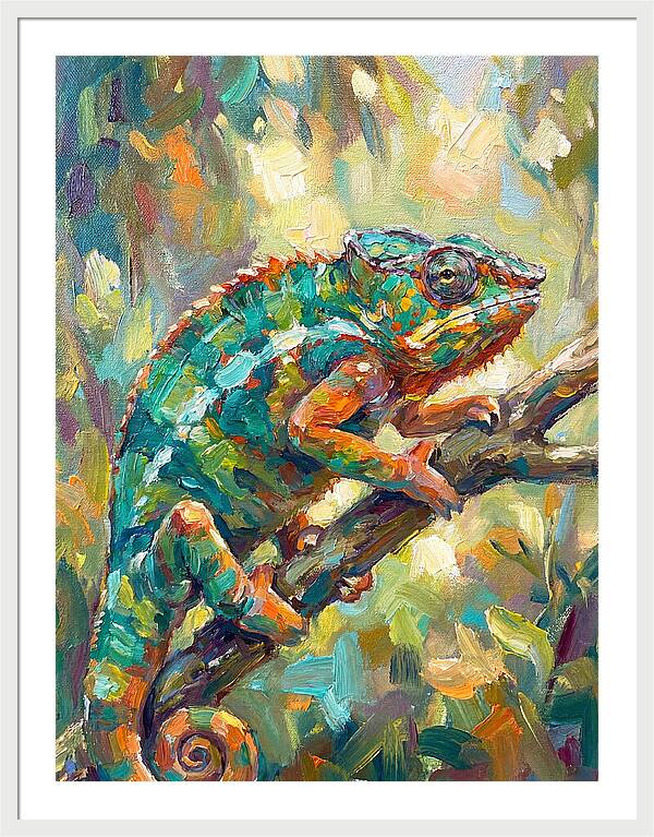Chameleon Among Leaves