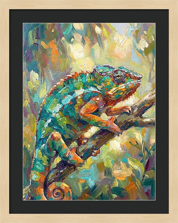 Chameleon Among Leaves