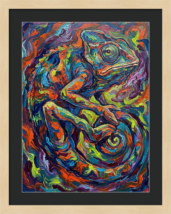 Chameleon In Vibrant Swirls