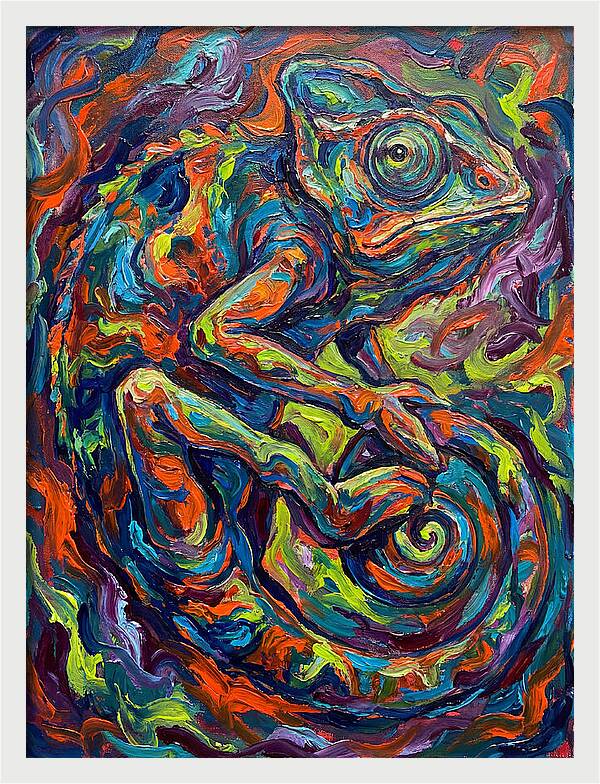 Chameleon In Vibrant Swirls