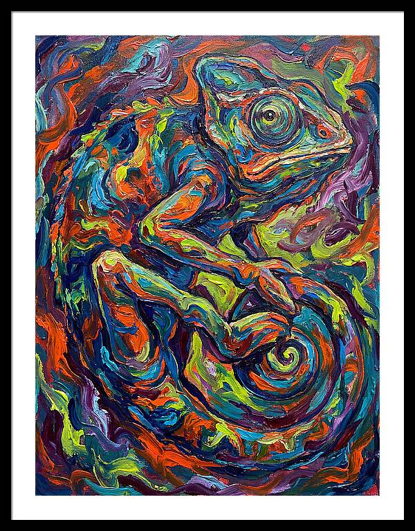 Chameleon In Vibrant Swirls