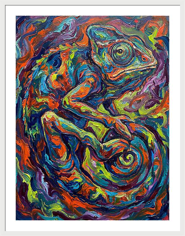 Chameleon In Vibrant Swirls