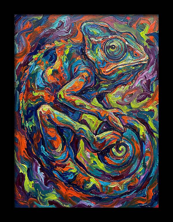 Chameleon In Vibrant Swirls