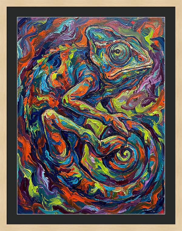 Chameleon In Vibrant Swirls