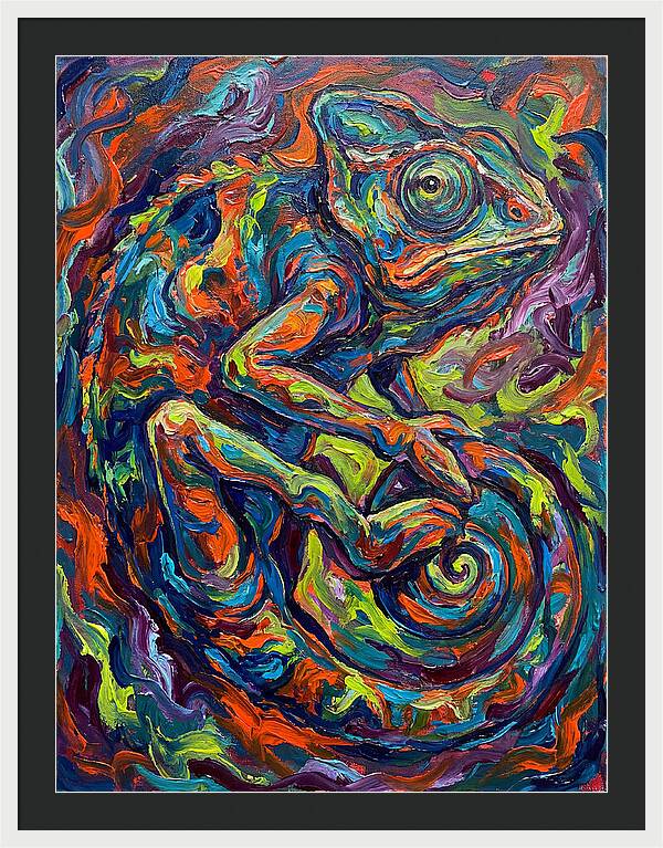 Chameleon In Vibrant Swirls