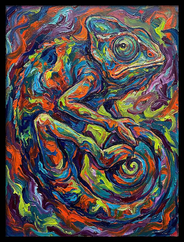 Chameleon In Vibrant Swirls