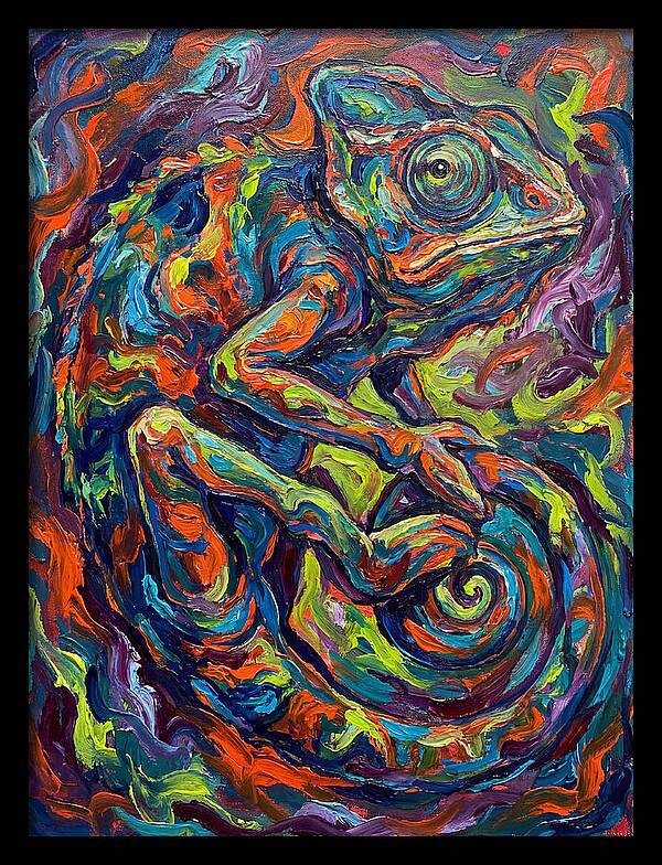 Chameleon In Vibrant Swirls