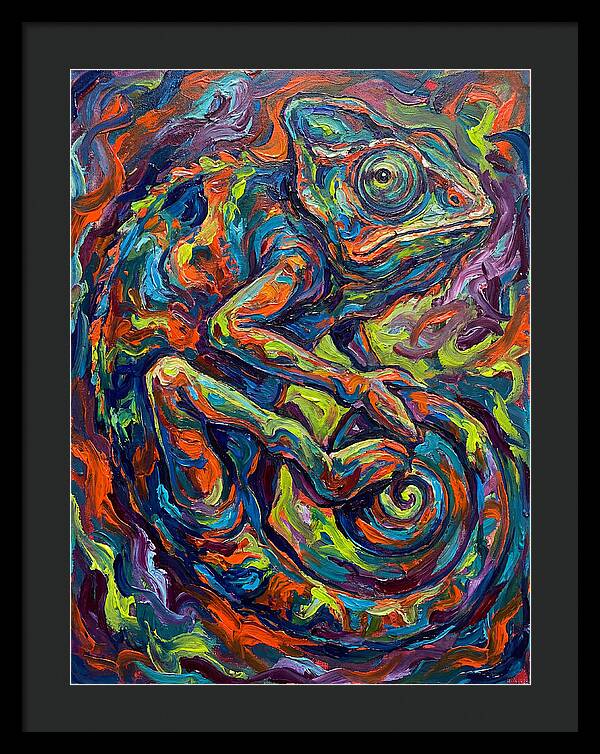 Chameleon In Vibrant Swirls