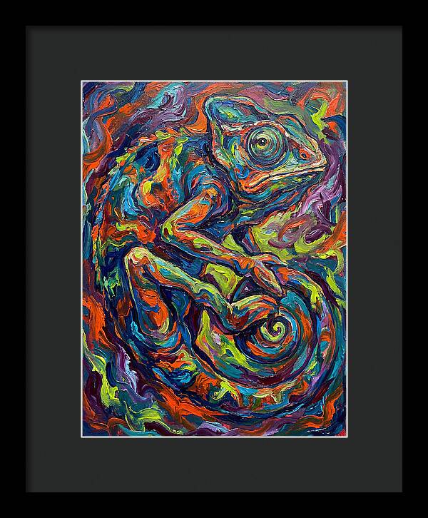 Chameleon In Vibrant Swirls