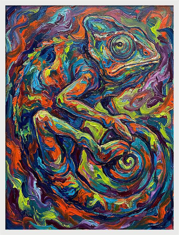 Chameleon In Vibrant Swirls