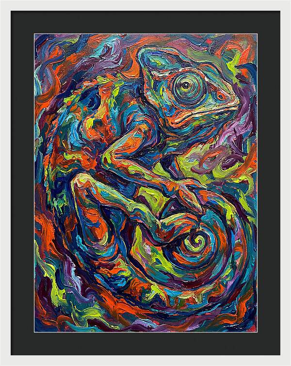 Chameleon In Vibrant Swirls