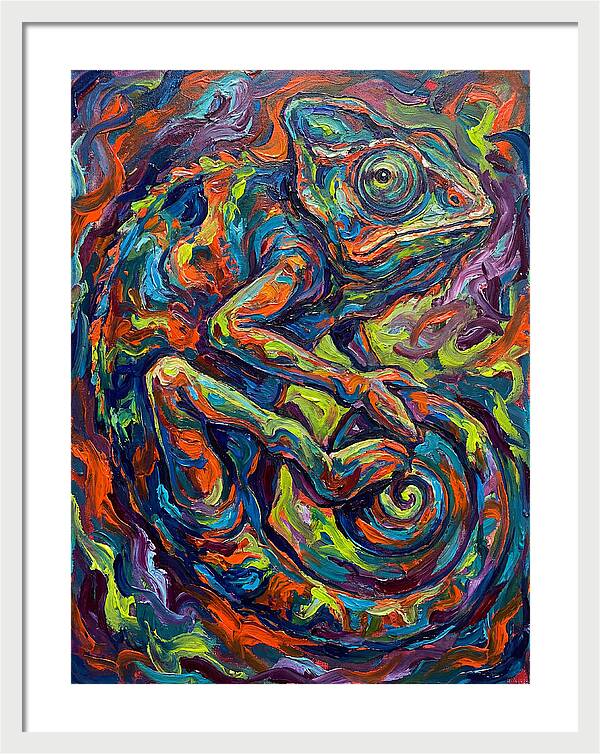 Chameleon In Vibrant Swirls