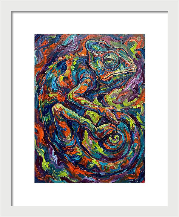 Chameleon In Vibrant Swirls