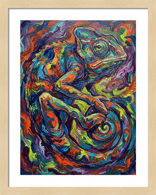 Chameleon In Vibrant Swirls