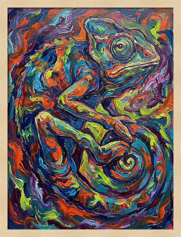 Chameleon In Vibrant Swirls