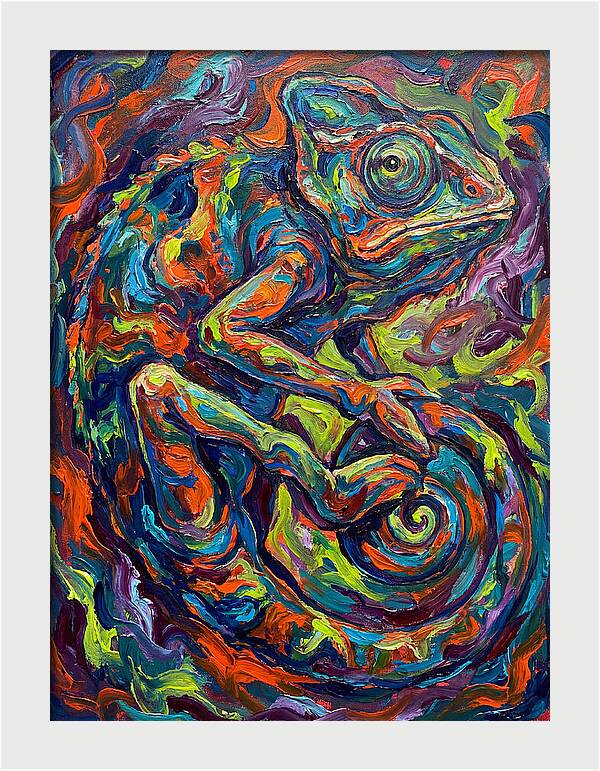 Chameleon In Vibrant Swirls
