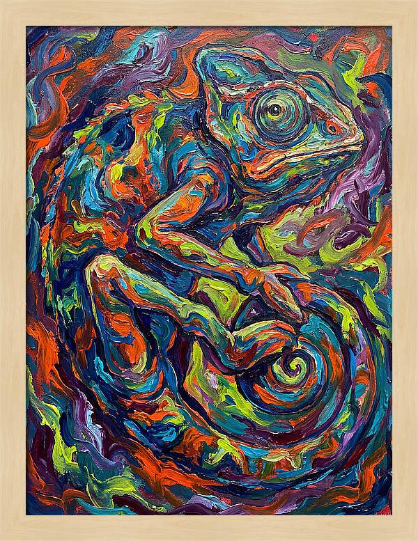 Chameleon In Vibrant Swirls