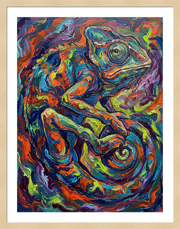 Chameleon In Vibrant Swirls