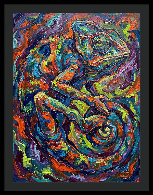 Chameleon In Vibrant Swirls