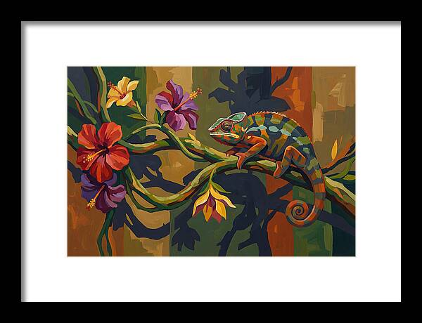 Chameleon On Tropical Vine