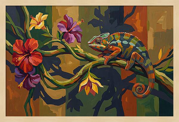 Chameleon On Tropical Vine
