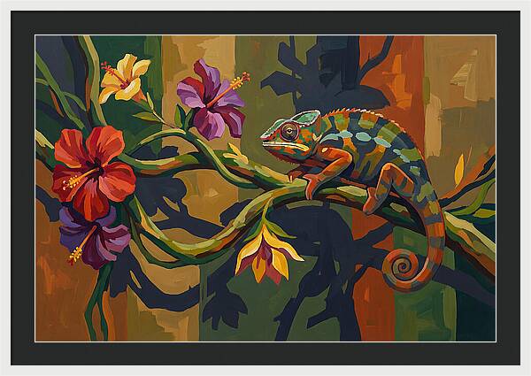 Chameleon On Tropical Vine