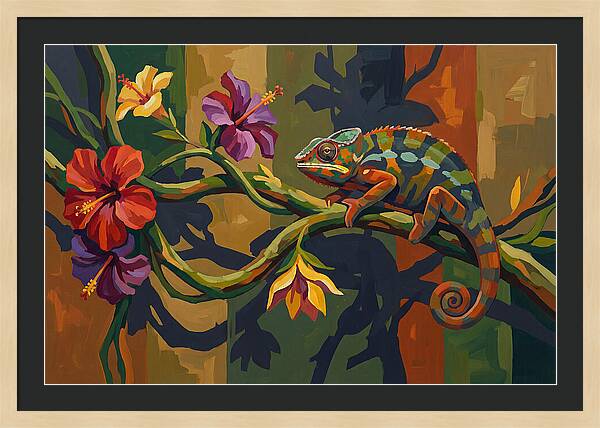 Chameleon On Tropical Vine