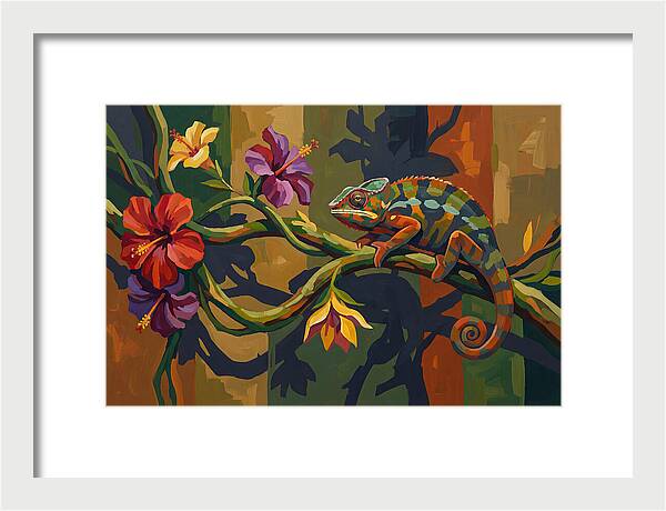 Chameleon On Tropical Vine