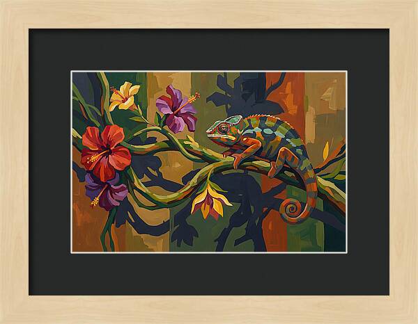 Chameleon On Tropical Vine