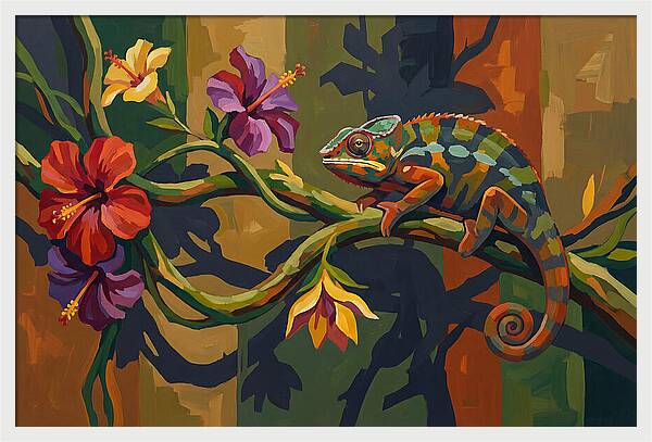 Chameleon On Tropical Vine