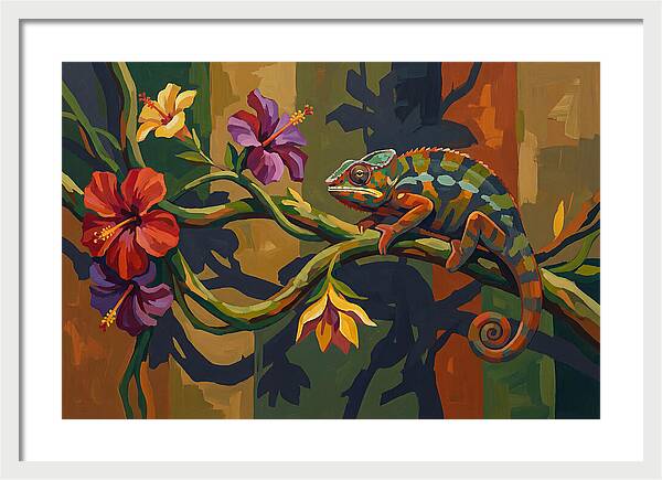 Chameleon On Tropical Vine