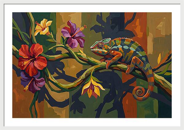 Chameleon On Tropical Vine