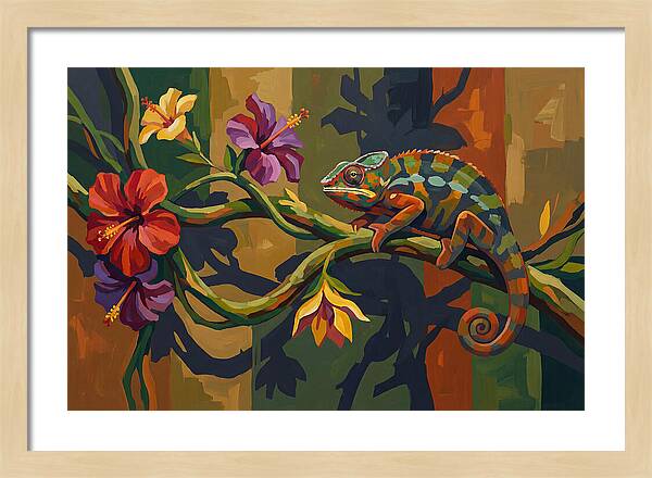 Chameleon On Tropical Vine