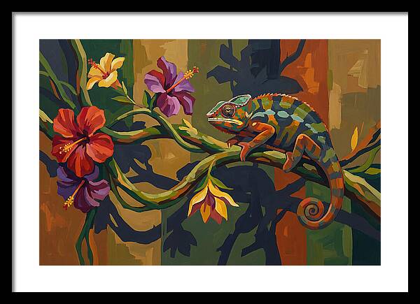 Chameleon On Tropical Vine