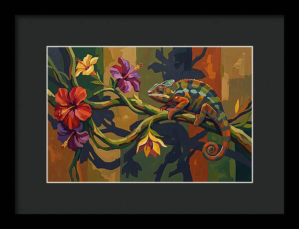 Chameleon On Tropical Vine