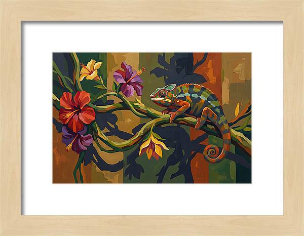 Chameleon On Tropical Vine